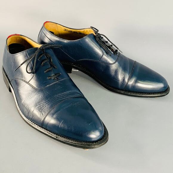 BALLY Size 10 Navy Leather Oxford Lace-Up Shoes main image 9